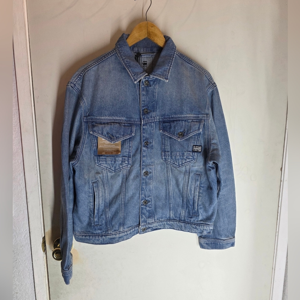 NWT G-STAR RAW BRIGHT VALIANT DENIM OVERSIZED JACKET MEN's FORCE BLUE SMALL